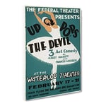 Wpa Up The Devil Theatre Poster Vintage Canvas Wall Art Print Ready to Hang, Framed Picture for Living Room Bedroom Home Office Décor, 30x20 Inch (76x50 cm)