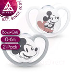 NUK Disney Space Soothers for Baby?Exercising Baby's Lips?0-6m?Grey?2Pk EXU