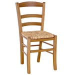 Chaise De Cuisine En Bois Paesana Noyer Clair Avec Assise En Paille De Riz