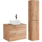 Petits-meubles - Ensemble meuble simple vasque 80cm et colonne April Bois