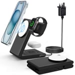 Mag-Safe Charger Stand for iPhone 16/15/14/13/12, 3 in 1 Wireless Charging Station for Apple Watch 10/9/8/7/6, Magnetic Wireless Charger Dock for AirPods 4/Pro/3/2