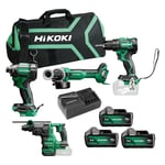 Hikoki - Pack 4 outils sans fil 18V (3x5.0 Ah) en coffret KC18DEWHZ