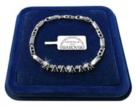 Bracelet Tennis VV Femme, Pl.oro Blanc 18k avec des Cristaux Swarovski Nero-Arge