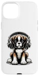 Coque pour iPhone 15 Plus Boxer Dog Casque audio pour chien Boxers