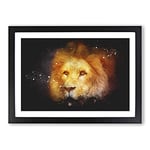 Big Box Art Lion Vol.4 Paint Splash Framed Wall Art Picture Print Ready to Hang, Black A2 (62 x 45 cm)