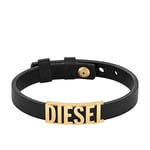 Diesel Bracelet pour homme, bracelet en cuir noir, longueur : 230 mm, largeur : 31,5 mm, hauteur : 11,5 mm, DX1440710, Noir et jaune