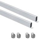 EMUCA 7070362 Kit de barre de penderie, Aluminium et zamak, Support métallisé, 750mm, Lot de 2