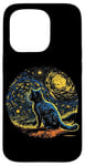 Coque pour iPhone 15 Pro Chat noir Van Gogh Nuit étoilée Propriétaire Chat Maman Papa