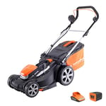 Yard Force Tondeuse à Gazon Rotative Sans Fil 40cm, avec Batterie Lithium-Ion 40V et Chargeur Rapide LM G40A