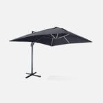 Parasol déporté solaire LED rectangulaire 3x4m haut de gamme - Luce Gris - Parasol excentré inclinable. rabattable et rotatif à