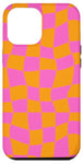 Coque pour iPhone 12 Pro Max Grand damier classique à carreaux orange et rose