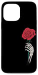 Coque pour iPhone 13 Pro Max Main squelette rose rouge fleur esthétique fleur rouge Saint-Valentin