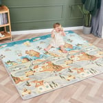 Tapis de Jeu pour Enfant Bebe 150x180x1cm Tapis de Sol XXL en Mousse Epais Pliable Reversible - Tapis d'éveil pour Bébé - Tapis de Motricité Favorisant Le Développement Sensoriel Cadeau bébé