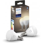 Philips Hue -LED-smartlampa, BT, White, E14, 470 lm, reklamlampa rund, 2 st förpackning