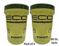 2 X ECO Style Professional Styling Gel Olive Oil Max Hold 80 Oz Each