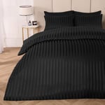 OHS Black Kingsize Duvet Cover Satin Stripe, Quilt Cover Bedding Luxury King Duvet with Pillowcases Ultra Soft Decorative Modern Bedding Set