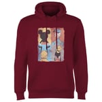 Disney Donald Duck Mickey Mouse Pluto Goofy Tiles Hoodie - Burgundy - L - Burgundy