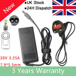 F0r 3.25a 7.95.5mm Lenovo Thinkpad Laptop Charger Adapter Az60 T60 3000 C100 Uk