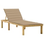 7505NEWFR® Chaise longue Pour Jardin,Ergonomique Transat 2 en 1 Bains de soleil avec coussin beige Bois de pin imprégné