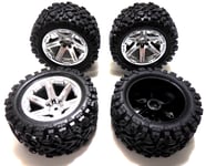 Traxxas Talon Extreme Tyres & 2.8 RXT sat Chrome Wheels 12mm Hex Rustler 4x4 VXL