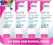 4  X  100Ml    Hair  Removal  Cream  for  Legs &  Body ( Sensitive  Skin )