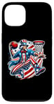 Coque pour iPhone 13 Patriotic Uncle Sam joueur de basket-ball 4 juillet fan de sport