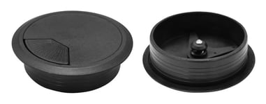 DYNAMIX 80mm Round Desk Grommet. Easily &amp; Neatly Store your Power, Communication, Audio, Video, Computer &amp; Data Cables. Perfect for Installation in Desks, Workstations etc. Black Colour. (p/n: CG80BK)