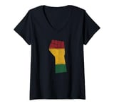 Womens African Map Fist Black History Month Celebration Culture V-Neck T-Shirt