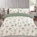 OHS Single Duvet Covers Set Winter Stag, Christmas Bedding Single Duvet Bed Set Luxury Ultra Soft Comfy Single Duvet with Pillowcase Easy Care Duvet Bed Covers, Forest Green/White