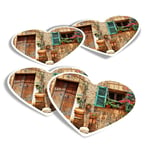 4x Heart Stickers - Charming Old House Spain #44556