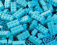 LEGO BRICKS 50 x MEDIUM AZURE  2x4 Pin -From New Sets Sent in a Clear Sealed Bag