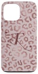 Coque pour iPhone 13 Pro Max Letter F Initial Leopard Rose Pink Cheetah Monogram