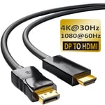 4K 30Hz DP à HDMI - 1m - câble DP vers HDMI 4K 60Hz mâle vers mâle, adaptateur DisplayPort vers HDMI, Port d'affichage, Audio vidéo pour PC, HDTV, projecteur, ordinateur portable