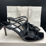 JIMMY CHOO Anise 75 Black Patent Strappy sandals Heels Mules UK 6 Eu 39 Rrp £675