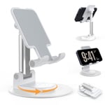 BHHB Adjustable Mobile Phone Stand, Foldable Mobile Phone Holder, Height and Angle Adjustable, Rotatable Base Mobile Phone Holder, Compatible with Mobile Phones and Tablets with a Size of 4 to 13