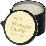 Sinful Vanilje Massasjelys 180 g - Hvit