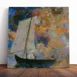 Big Box Art Canvas Print Wall Art Odilon Redon Flower Clouds | Mounted and Stretched Box Frame Picture | Home Decor for Kitchen, Living, Dining Room, Bedroom, Hallway, Muli-Colour, 14x14 Inch