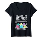 Womens Funny Easter Egg Workout Check Out My Six Pack Abs Easter V-Neck T-Shirt