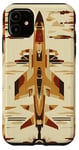 Coque pour iPhone 11 Marron Art Déco Ethnique Vintage F4 Phantom II Jet Fighter