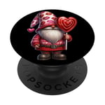 Funny Valentines Gnome Dad Graphic With Red Heart Lollipops PopSockets Adhesive PopGrip