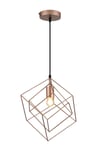 'Rosa' Rose Gold Square Cube Metal Pendant Ceiling Light