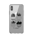 Coque Iphone XR cactus noir tropical exotique quotes