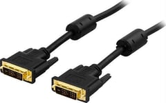 DVI Single Link monitorkabel, DVI-D 18+1-pin ha-ha, gullbelagte kontakter, ledere av ren kobber, 3m, svart