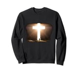 Jesus Christ Faith Cross in the Rock Christian Running Men Sweatshirt