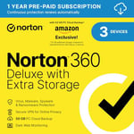 Norton 360 Deluxe with Extra Storage, 25 GB Extra Cloud Backup, Antivirus Software for 3 Devices and 1-year Subscription With Automatic Renewal