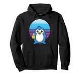 Penguin Beer Mug Retro Cute Blue Penguin Frothy Beer Humor Pullover Hoodie