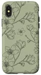 Coque pour iPhone X/XS Fleurs de cerisier Boho Blossom sur vert sauge