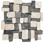 Carrelage mosaïque / Plaque de mosaïque mur et sol en marbre naturel coloris blanc/noir - 30 x 30 cm Pegane