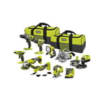 Pack Ryobi Combo 9 outils - 1 batterie 5.0Ah - 1 batterie 2.0Ah - 1 chargeur - R18CK9-252SL