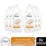 Dove Fruity Nourish Body Wash 0% Sulfate SLES for Soft & Smoother Skin 450ml,6pk